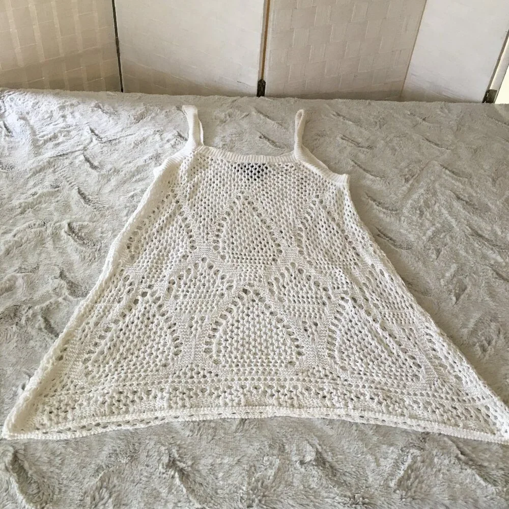 chelsea & theodore white cotton crochet top tank top size small